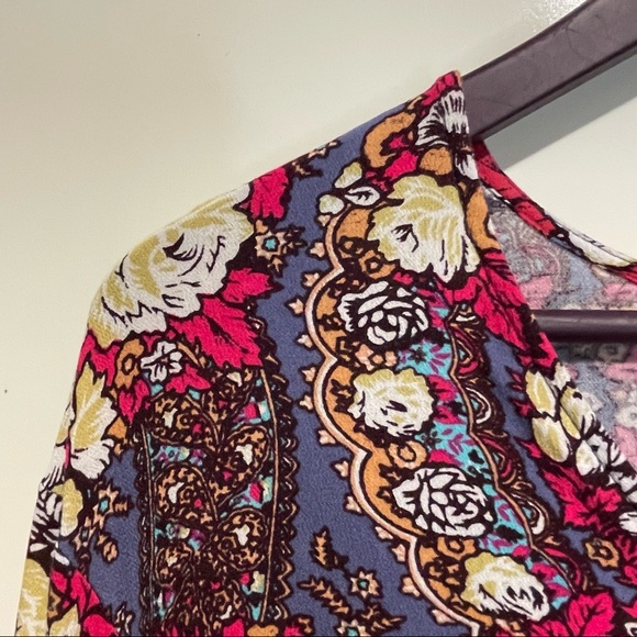 Free People Long Sleeve Floral Peplum Tunic Top - Picture 3 of 7